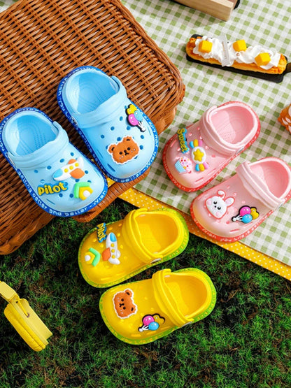 Sommersandalen für Mädchen, Kleinkinder, Jungen, Cartoon-Kindersandalen, flache Absätze, weiche, feste Cartoon-Hausschuhe, Garten-Schuhe für Kinder