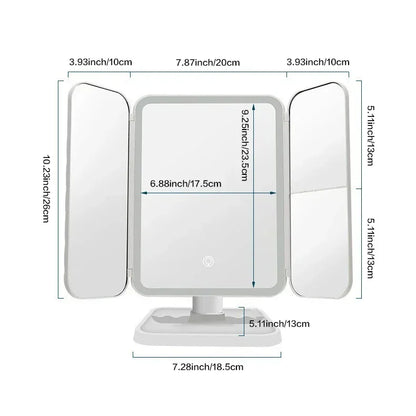 Specchio per trucco a tre ante Luci a LED Specchio per dormitorio La bellezza illumina la tua luce di riempimento con lo specchio per trucco complementare intelligente Tri