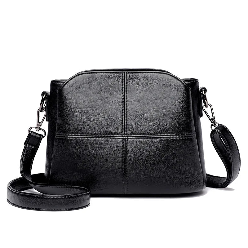 Borsa a tracolla in morbida pelle PU da donna vintage Borsa a tracolla quadrata in tinta unita femminile di mezza età Nuove borse a tracolla grandi da donna