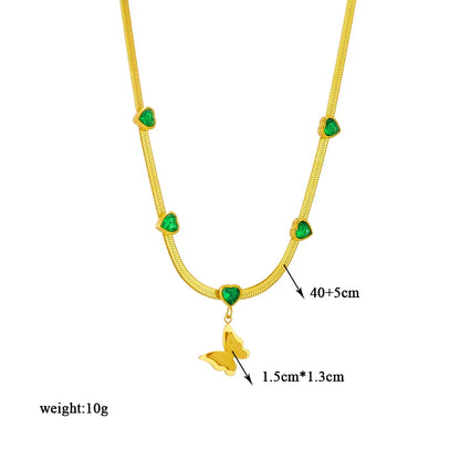 DIEYURO Collana con ciondolo occhi azzurri con serratura a forma di farfalla in acciaio inossidabile 316L per le donne Nuovi regali di gioielli con catena girocollo multistrato