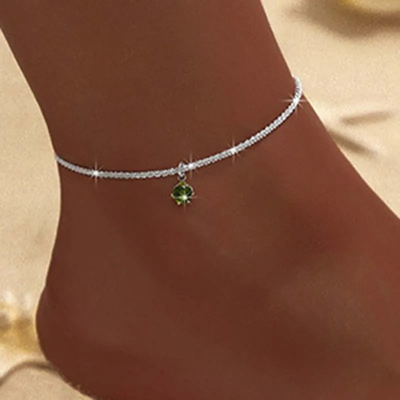 Cavigliera a catena sottile scintillante per donna Bracciale a doppio strato con ciondolo a forma di croce a cuore con zirconi sul piede della gamba Gioielli da spiaggia estivi alla moda