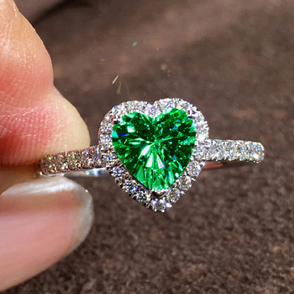 Anelli di fidanzamento classici a forma di cuore color argento per le donne Bianco Rosso CZ Pietra intarsiata Gioielli di moda Regalo per la festa nuziale