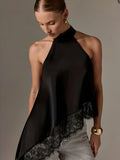 Top Asimmetrico da Donna con Collo Alto e Schiena Scoperta, Moda Autunnale