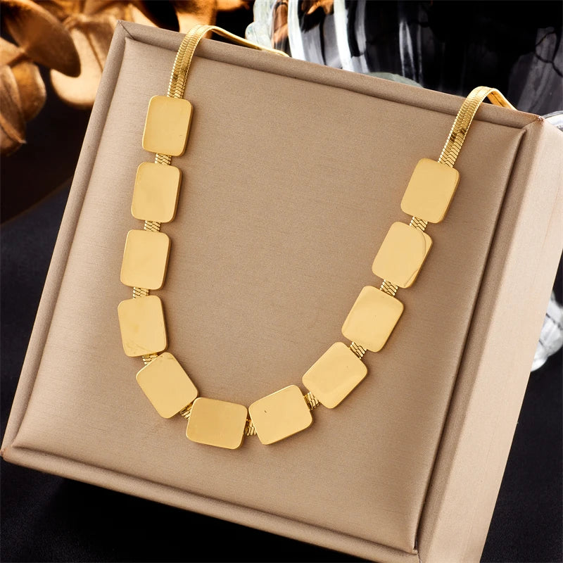 DIEYURO Collana a catena di perle con perline geometriche in acciaio inossidabile 316L per le donne Nuove ragazze punk girocollo spesso gioielli regali per feste