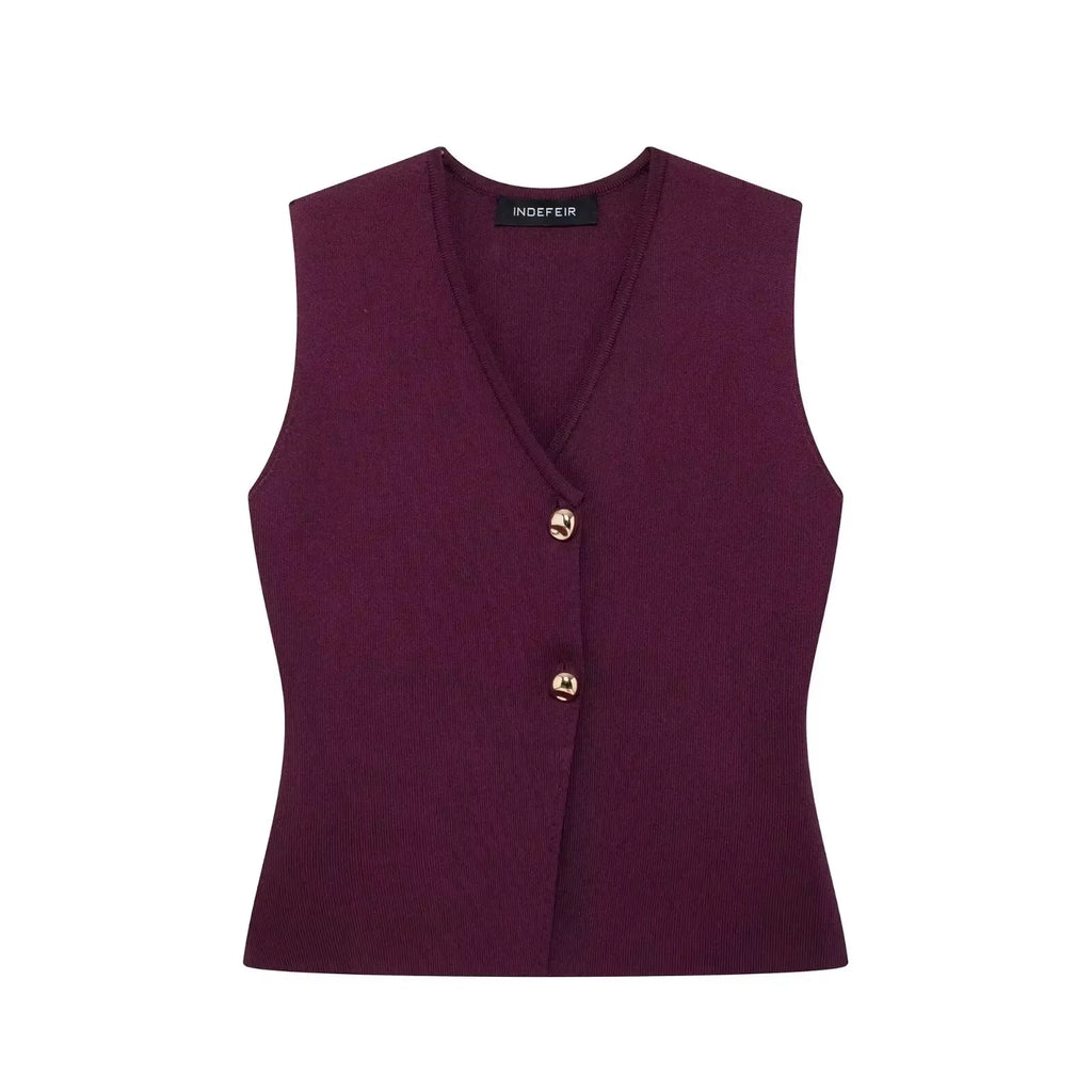 HH Set di gonne lavorate a maglia eleganti femminili 2024 Scollo a V con bottoni Canottiera + Gonna a pieghe patchwork a-line Abito solido alla moda