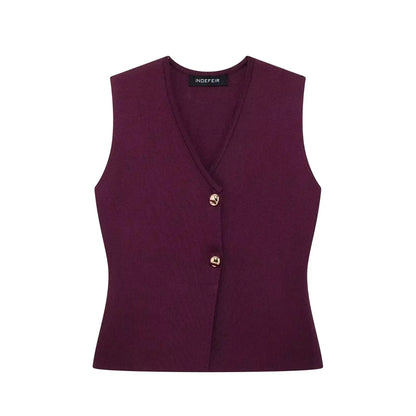HH Set di gonne lavorate a maglia eleganti femminili 2024 Scollo a V con bottoni Canottiera + Gonna a pieghe patchwork a-line Abito solido alla moda