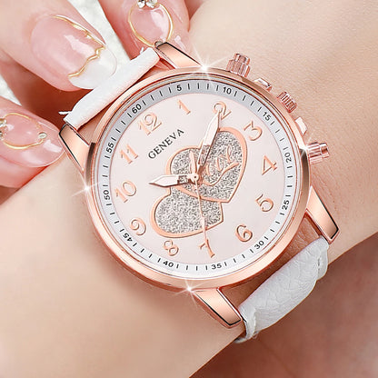 1/4PCSt Orologi da donna alla moda Orologio al quarzo con quadrante a cuore Cinturino in pelle casual Orologi da polso da donna Reloj Mujer (senza scatola)