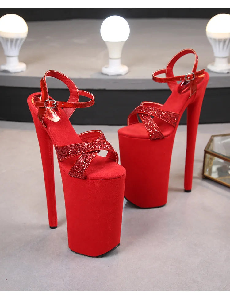 Black matte women's shoes with super high heels 26CM ladies shoes  Sandals women High Heels  luxury on sale Art Appreciation