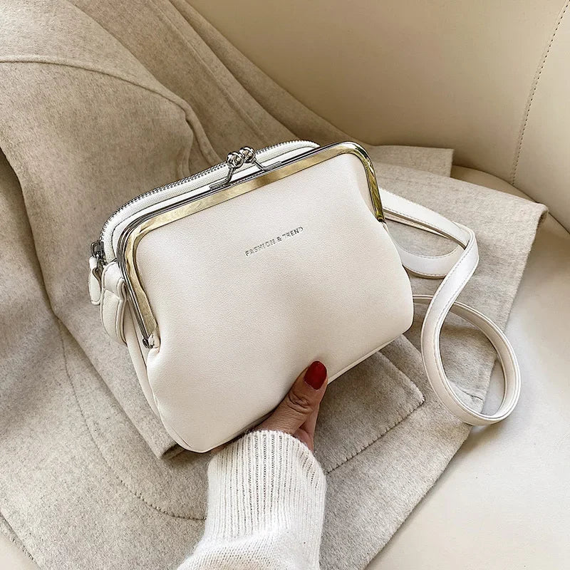 Borsa a tracolla moda primavera estate borse a tracolla in pelle PU femminile semplice borsa a tracolla con Clip a colori solido borsa a mano da donna sac