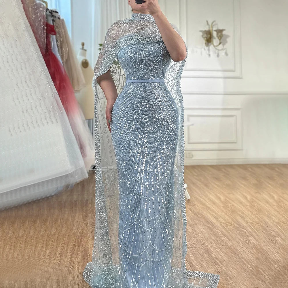 Serene Hill Sirena nuda Mantella lunga Abiti da sera arabi sauditi di lusso Abiti 2025 per occasioni formali LA72032 Personalizzato