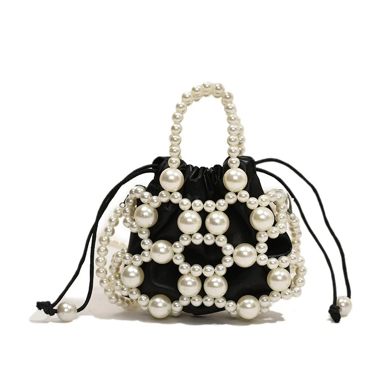 2024 estate piccole borse a tracolla per le donne Fine Fashion Hollow Pearl Beaded Weave Mini borse Trendy Party Prom frizioni borse