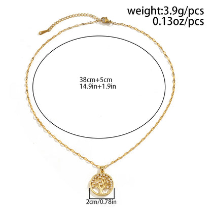 Temperamental Luxury Rhinestone Tree of Life collana con ciondolo donna Vintage in acciaio inossidabile con catena impermeabile gioielli estetici