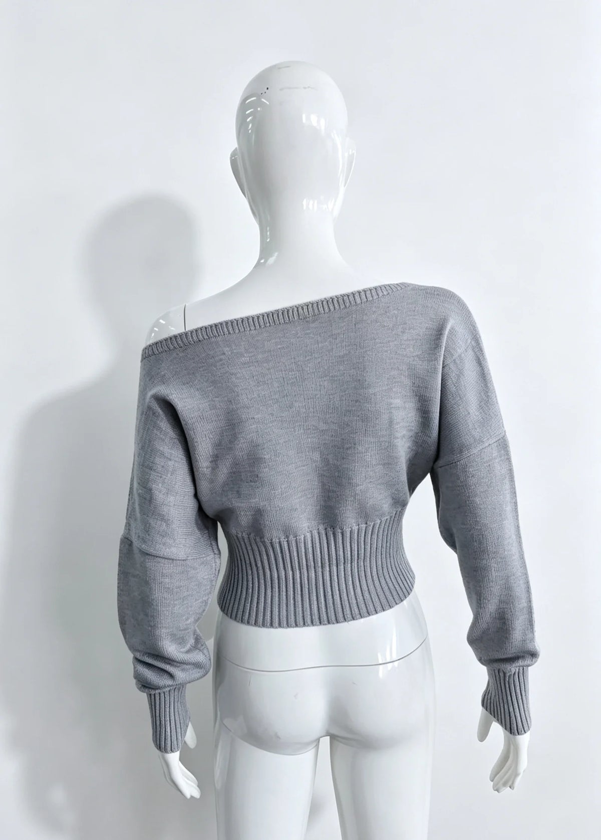 Maglione da donna monospalla in maglia, elegante, a maniche lunghe, caldo, con cintura in vita, pullover ampio, abbigliamento invernale autunnale, nuovo modello tinta unita