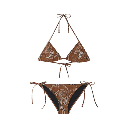 Sexy Slim Fit Three-Point Bikini Two-Piece Swimsuit Set with Chest Pad No Steel Support for Adult Women Sporty Trendy Polyester