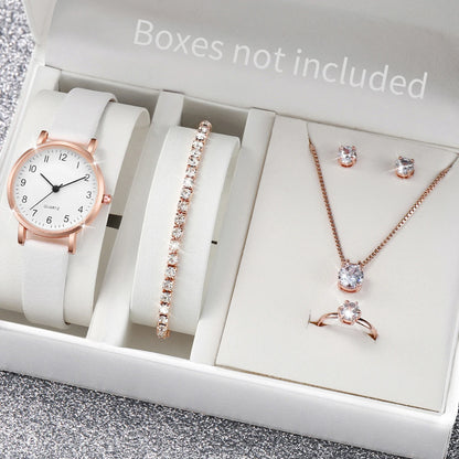 5/6 pezzi orologio al quarzo da donna alla moda cinturino in pelle orologi analogici al quarzo con gioielli con diamanti (senza scatola)