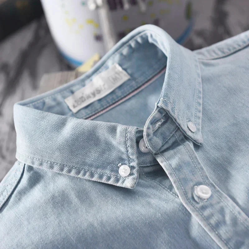 100% cotone autunno nuova camicia di jeans a maniche lunghe uomo moda casual High Street abbigliamento maschile Top classico azzurro nero grigio