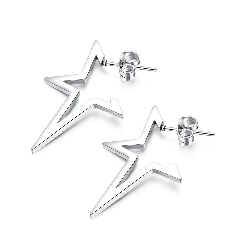 Harajuku Punk Grande Stella Orecchino Irregolare Scava Fuori Alien Metallo Pentagramma Ear Stud per Le Donne Cool Girl Trend Y2K Gioielli NUOVO Har