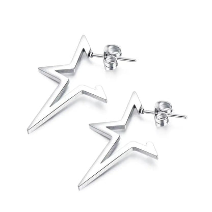 Harajuku Punk Grande Stella Orecchino Irregolare Scava Fuori Alien Metallo Pentagramma Ear Stud per Le Donne Cool Girl Trend Y2K Gioielli NUOVO Har