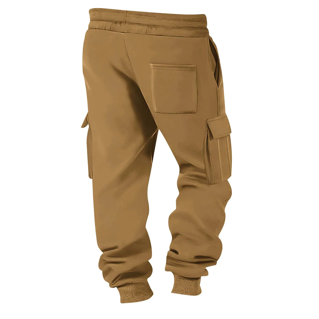Pantaloni cargo da uomo 2025 Nuovo Casual Allentato Autunno Inverno Pantaloni larghi dritti Multi-tasche Pantaloni sportivi con pittura in tinta unita ﻿