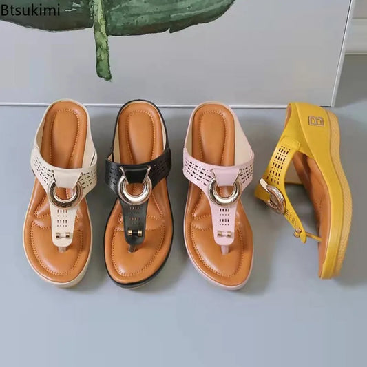 Sandales d'été pour femme 2026, claquettes compensées et à plateforme, grandes tailles, confortables et antidérapantes, modèle ouvert