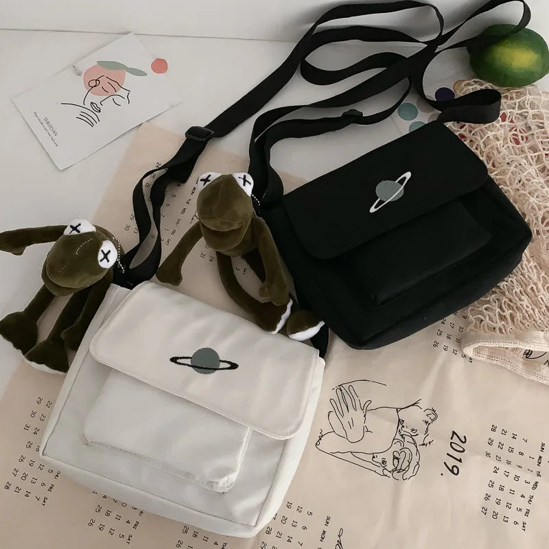 Borsa a tracolla per studenti con collage casual Borsa piccola da donna Borsa a tracolla in tela per donna Borse a tracolla con stampa Bolsas Sac