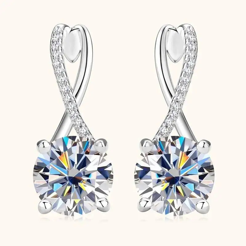 Taoyu D2.0CT Moissanite Drop Hie Orecchini in vero argento da donna Cerchi placcati in oro Orecchino infinito Gioielli da sposa certificati