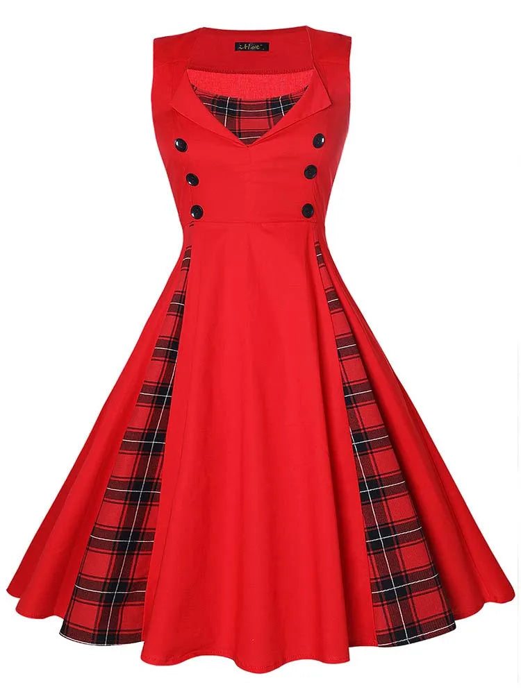 Abito da donna S-5XL, stile retrò vintage anni '50 e '60, Rockabilly, a pois, modello swing, Pin Up, per feste estive, elegante, tunica, Vestidos, casual.