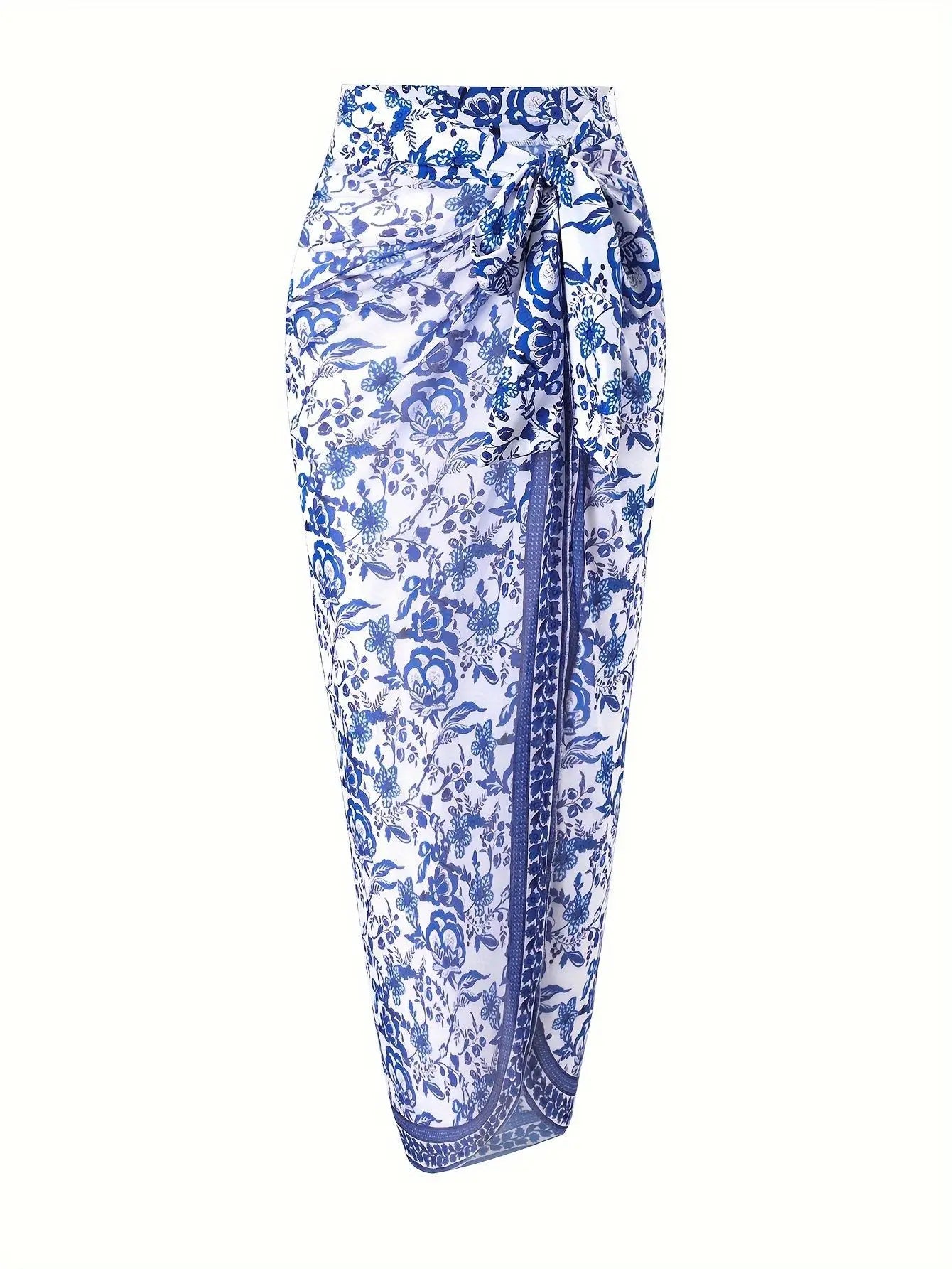 Costume da bagno floreale con stampa floreale con volant monospalla blu Set copricostume singolo micro monokini costumi da bagno sexy per ragazze Summer Beach