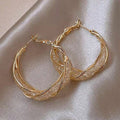 Splendidi orecchini a cerchio intrecciati color oro con rete intricata Orecchini stile elegante per gioielli regalo per feste da donna