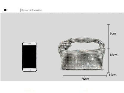 Borse da sera con nodo con strass con manico Borsa con manico superiore in cristallo argento per borse da donna e borsette Borsa di design di lusso