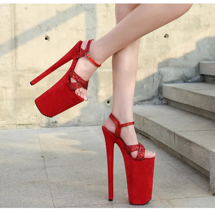 Black matte women's shoes with super high heels 26CM ladies shoes  Sandals women High Heels  luxury on sale Art Appreciation
