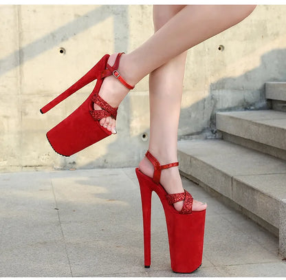 Black matte women's shoes with super high heels 26CM ladies shoes  Sandals women High Heels  luxury on sale Art Appreciation