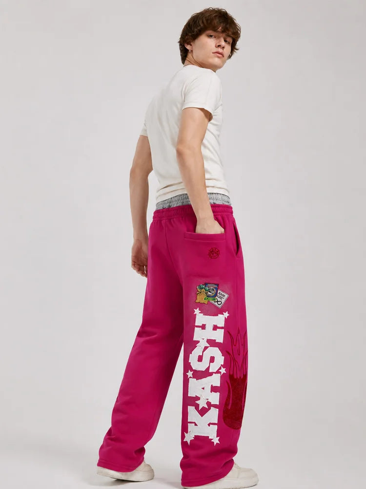 Pantaloni Casual Larghi e Dritti con Ricami e Stampe, Moda Autunno-Inverno per Uomo e Donna