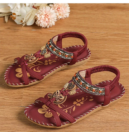 Sandali da donna Sandali estivi stile Boemia Donna Fondo morbido Sandali con tacco basso Scarpe da donna Scarpe antiscivolo Calzature estive