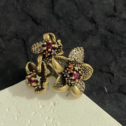 Fashion Jewelry Vintage Temperament High Quality Glass Flower Earrings For Women Female Party Wedding Gift Hot Sale