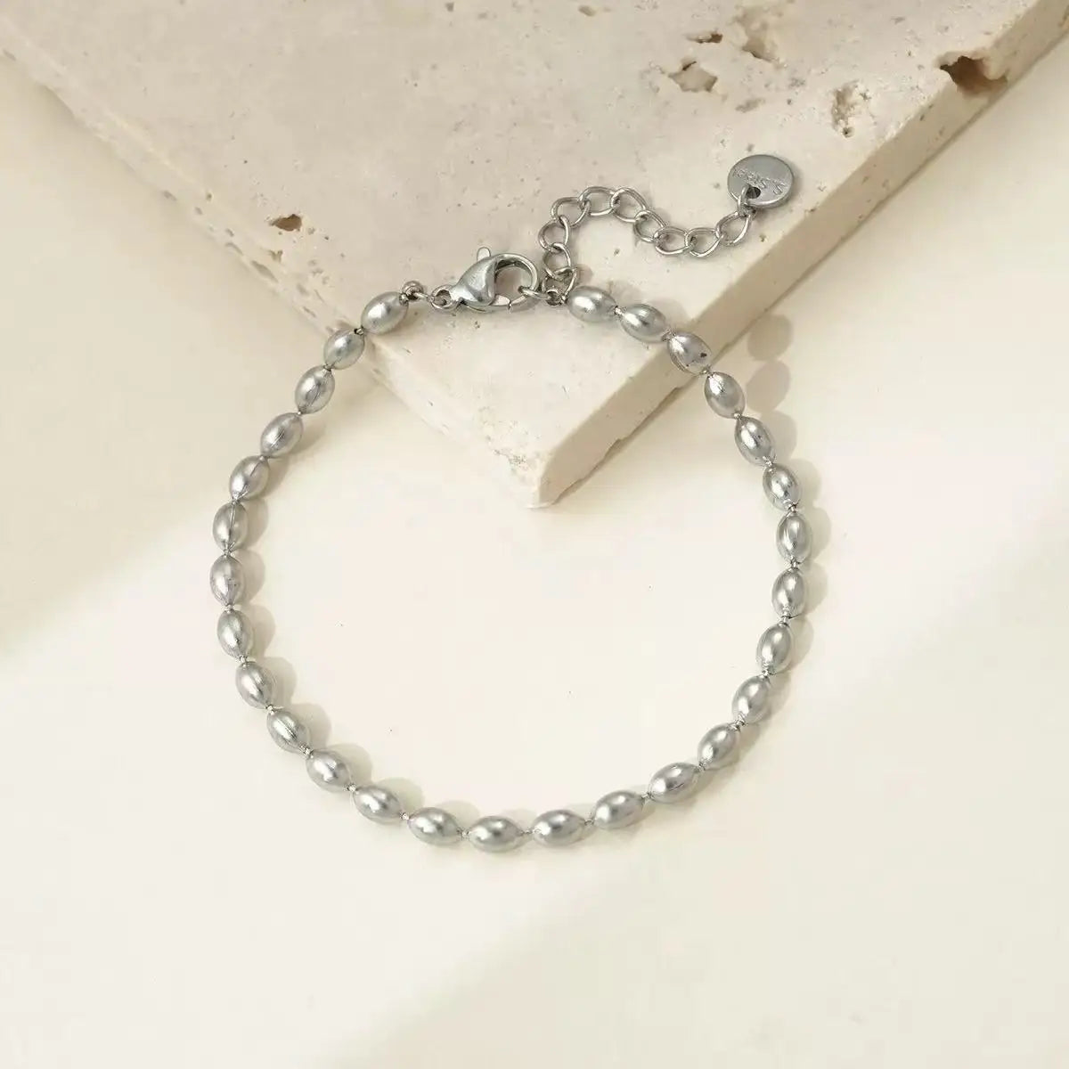 Bracciale a catena con ciondolo a forma di cuore o rotondo in acciaio inossidabile
