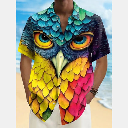 Camicie hawaiane casual con stampa 3D moda estiva da uomo Divertenti camicie con bottoni a maniche corte con grafica giraffa carina Trend Street Y2k