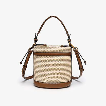 Borsa a secchiello in paglia di moda Borse da donna in tessuto Borse a tracolla con pannelli firmati Borse a tracolla piccole da spiaggia estive casual sac