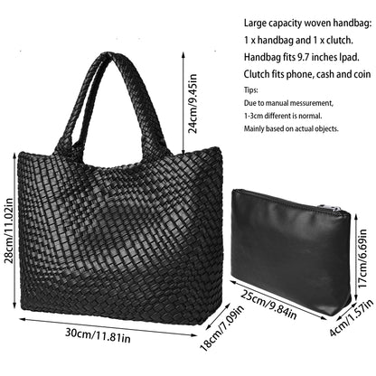 Borsa tote in tessuto Borsa da donna Borse a tracolla in pelle vegana - Borse tote da spiaggia estive alla moda - Borse da viaggio grandi
