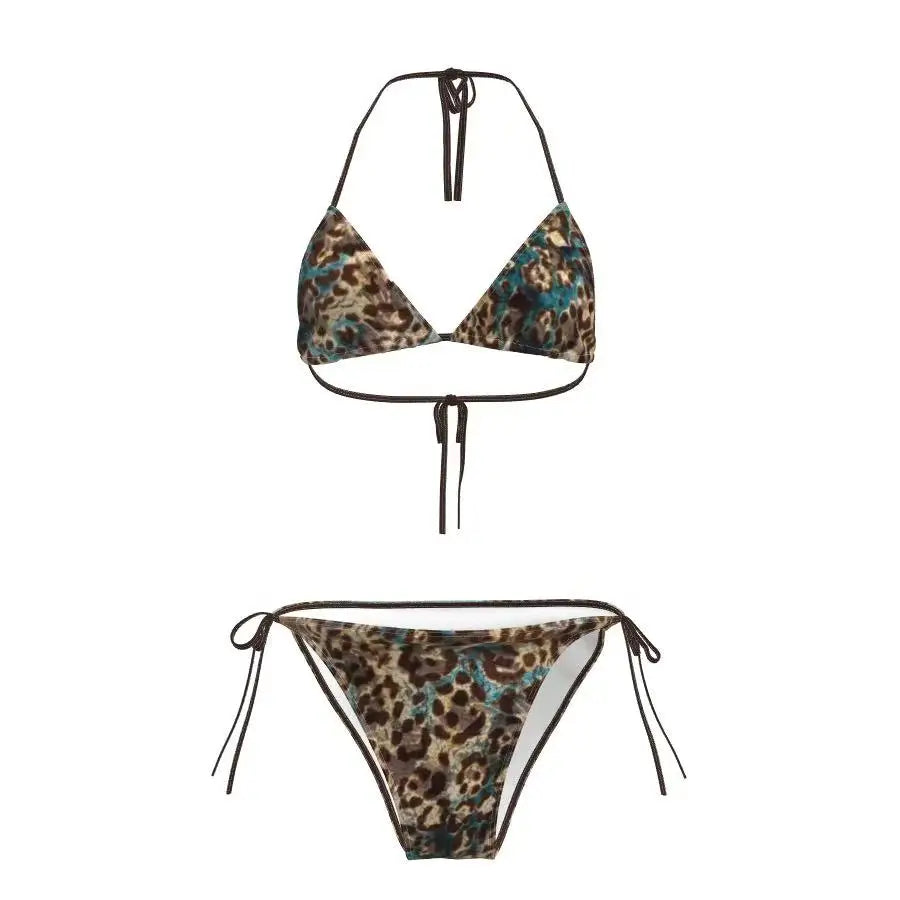 Femme Sexy Chic Fille Maillot de Bain Plage Bikini Ensembles Soutien-Gorge Halter à Lacets + Short Vintage 2025 Tenue de Bain Été Nouvelle
