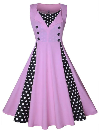 Abito da donna S-5XL, stile retrò vintage anni '50 e '60, Rockabilly, a pois, modello swing, Pin Up, per feste estive, elegante, tunica, Vestidos, casual.