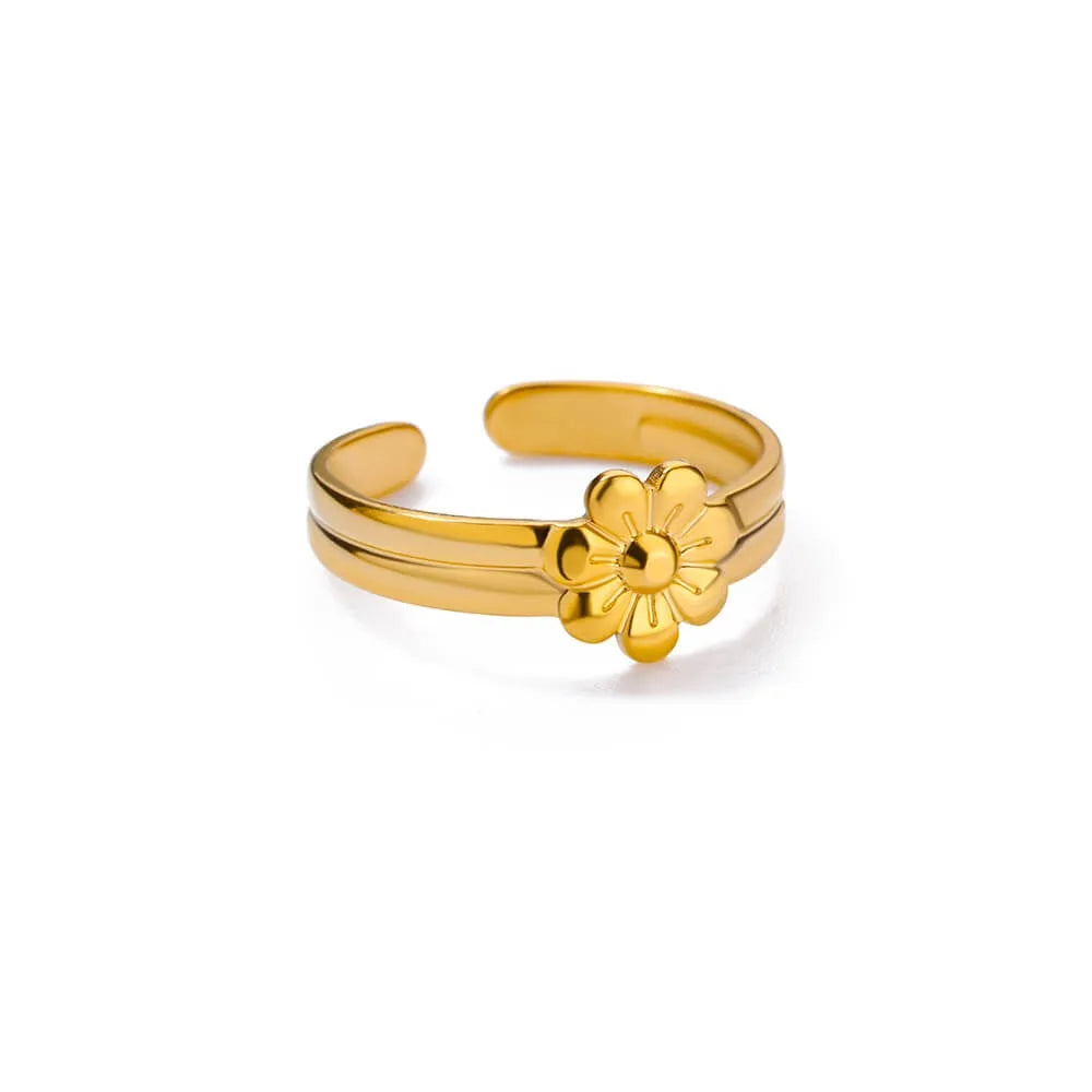 Anelli con fiori grandi esagerati in acciaio inossidabile per le donne Anello da dito con girasole color oro Regalo di gioielli estetici di moda femminile