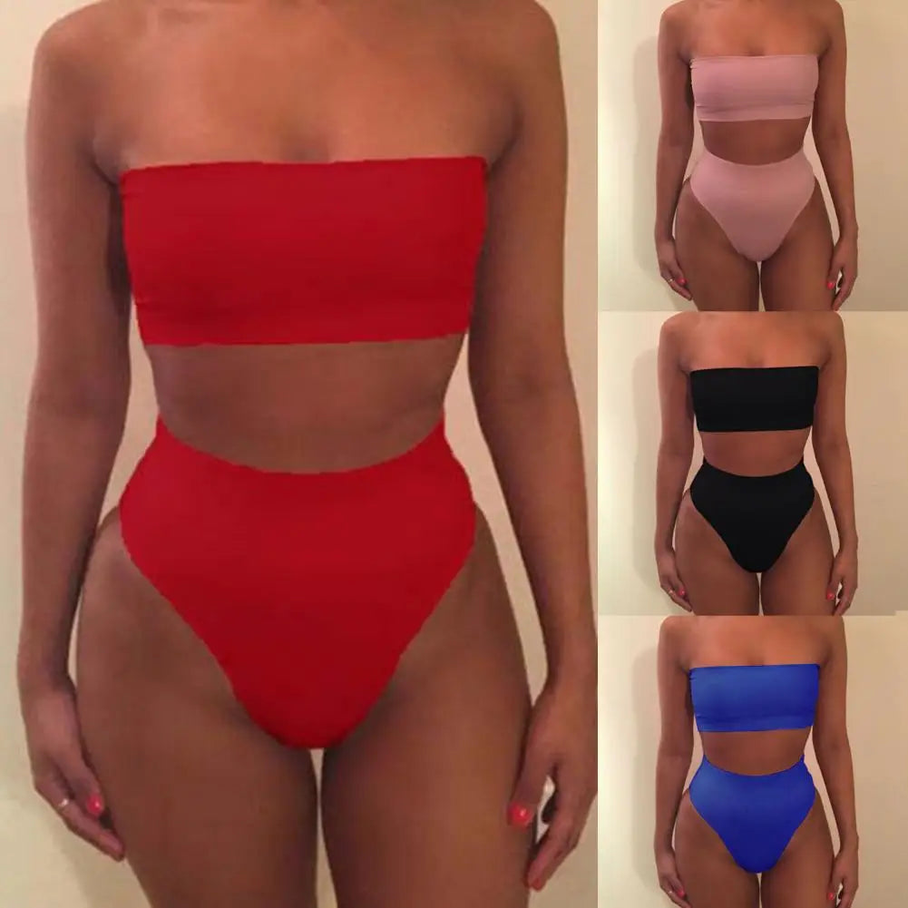 2026 Strapless Women Bikini Set Sexy High Cut Swimsuit Women Bathing Suits Push Up Thong Swimsuit Brazilian Bikinis Set 90%