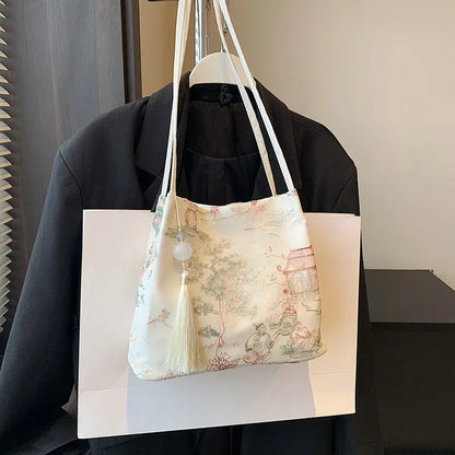 Borsa a tracolla da donna alla moda ricamata in stile cinese di vendita caldo 2026 Borsa di grande capacità di nuova tendenza estiva