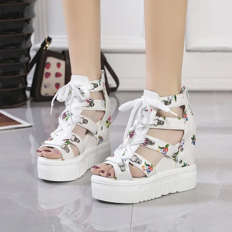 Women Shoes 2025 Summer Sandals 12cm Wedge Platform Open Toe Sandals Woman Rome High Heels Casual Shoes Lady Female Sandalias