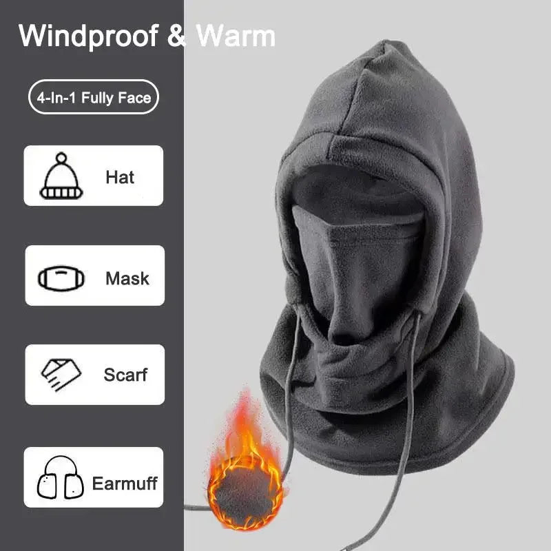 Berretto antivento da ciclismo 4 in 1 Nuovo inverno Uomo Donna Copertura integrale Cappello da pesca con maschera Passamontagna Berretto da ciclismo con collo con cappuccio