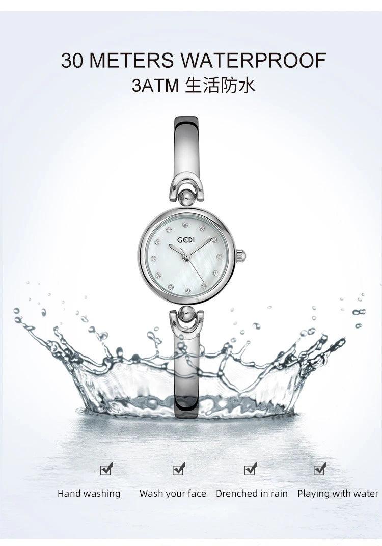 UTHAI W34 Orologio da polso da donna Luce di lusso Semplice squisito quadrante rotondo Orologio impermeabile Lady Fashion Orologi al quarzo coreani