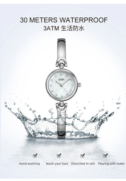 UTHAI W34 Orologio da polso da donna Luce di lusso Semplice squisito quadrante rotondo Orologio impermeabile Lady Fashion Orologi al quarzo coreani