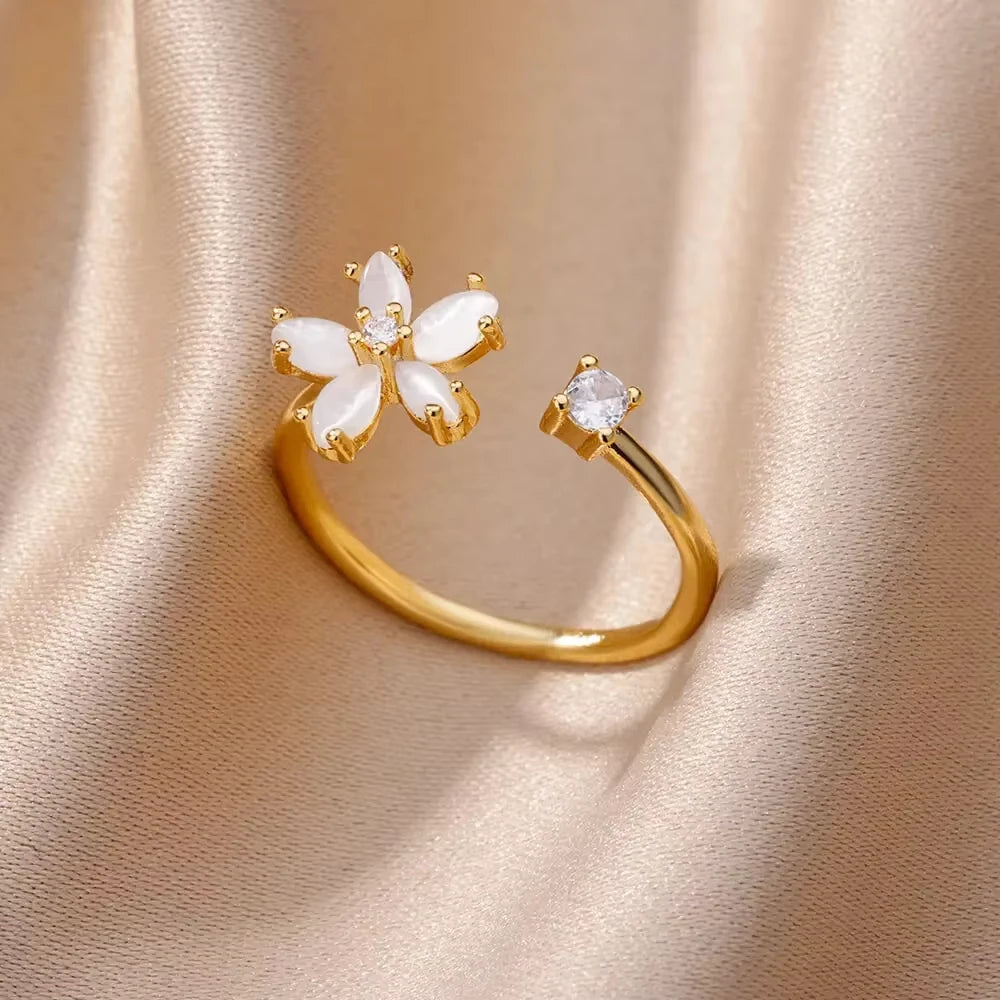 Anelli con fiori grandi esagerati in acciaio inossidabile per le donne Anello da dito con girasole color oro Regalo di gioielli estetici di moda femminile