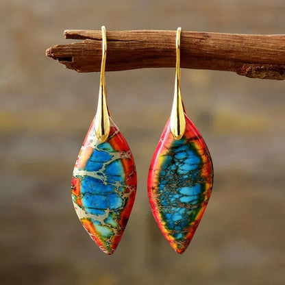 Minimalismo alla moda Diaspri dell'imperatore naturale pendenti Orecchini pendenti da donna Regali etnici eleganti per le vacanze